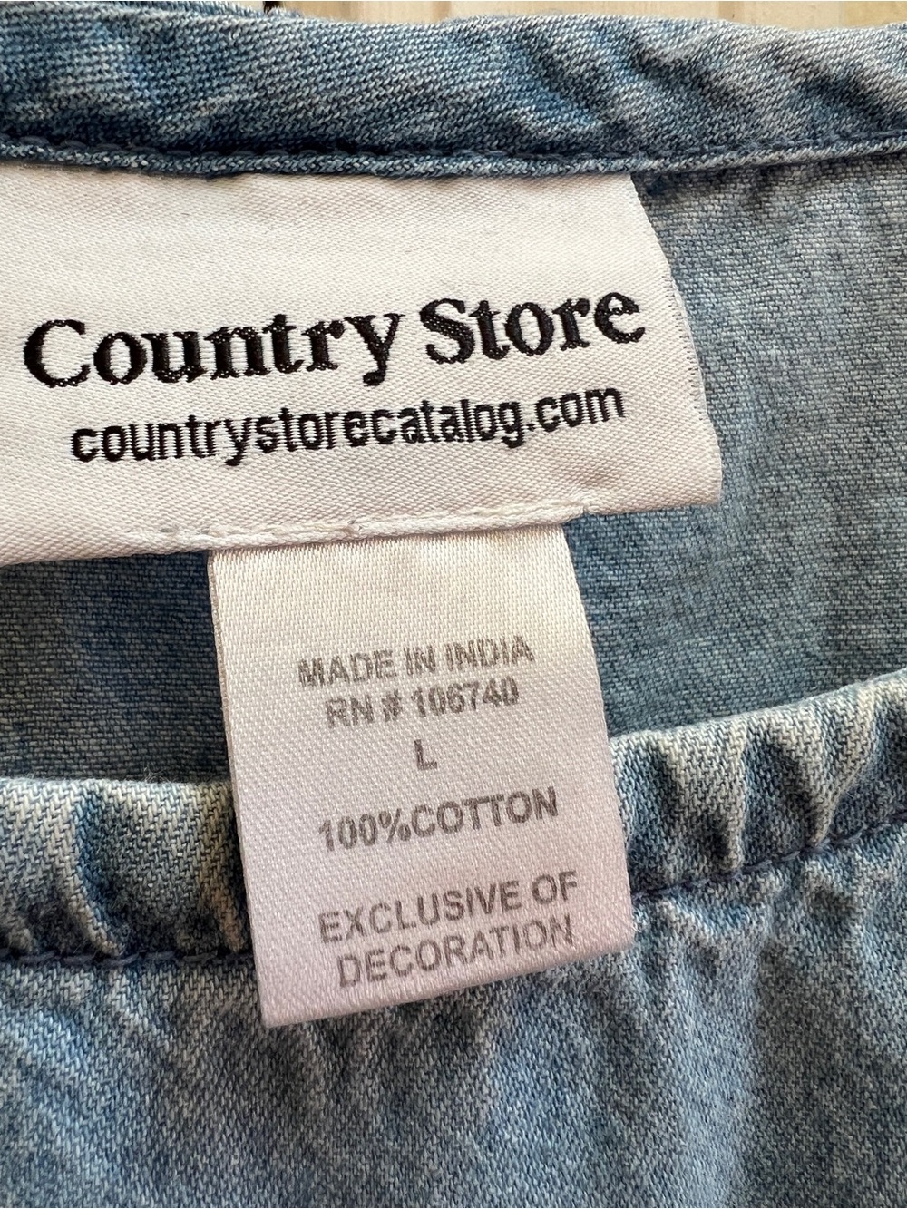 Country Store L Hummingbird Embroidered Denim Dress Cotton Cottagecore Grannycor - Picture 4 of 7